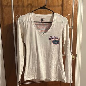 Gators White V-Neck Long Sleeve Shirt